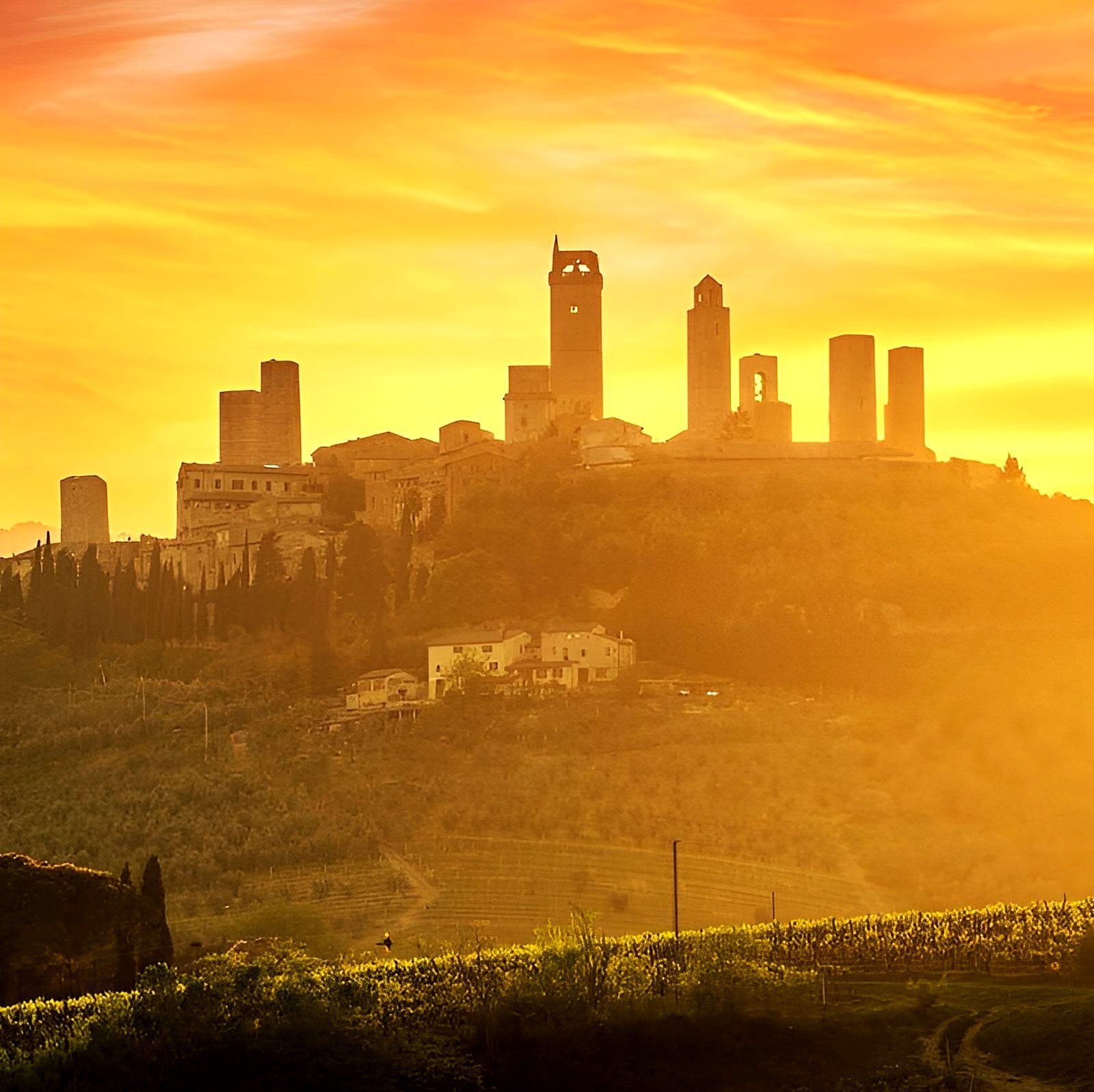 Le torri di San Gimignano al tramonto